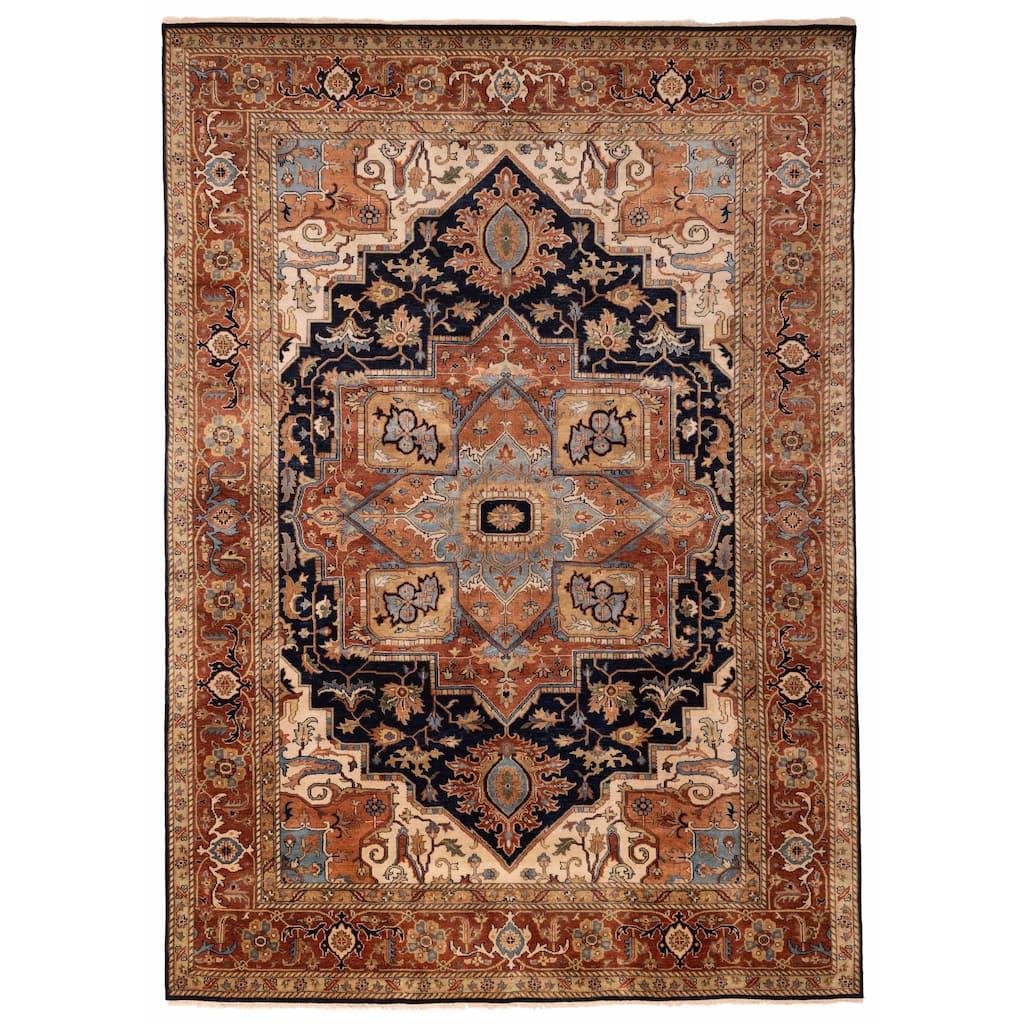 ECARPETGALLERY Hand-knotted Jules Sultane Dark Navy Wool Rug - 9'10 x 13'10