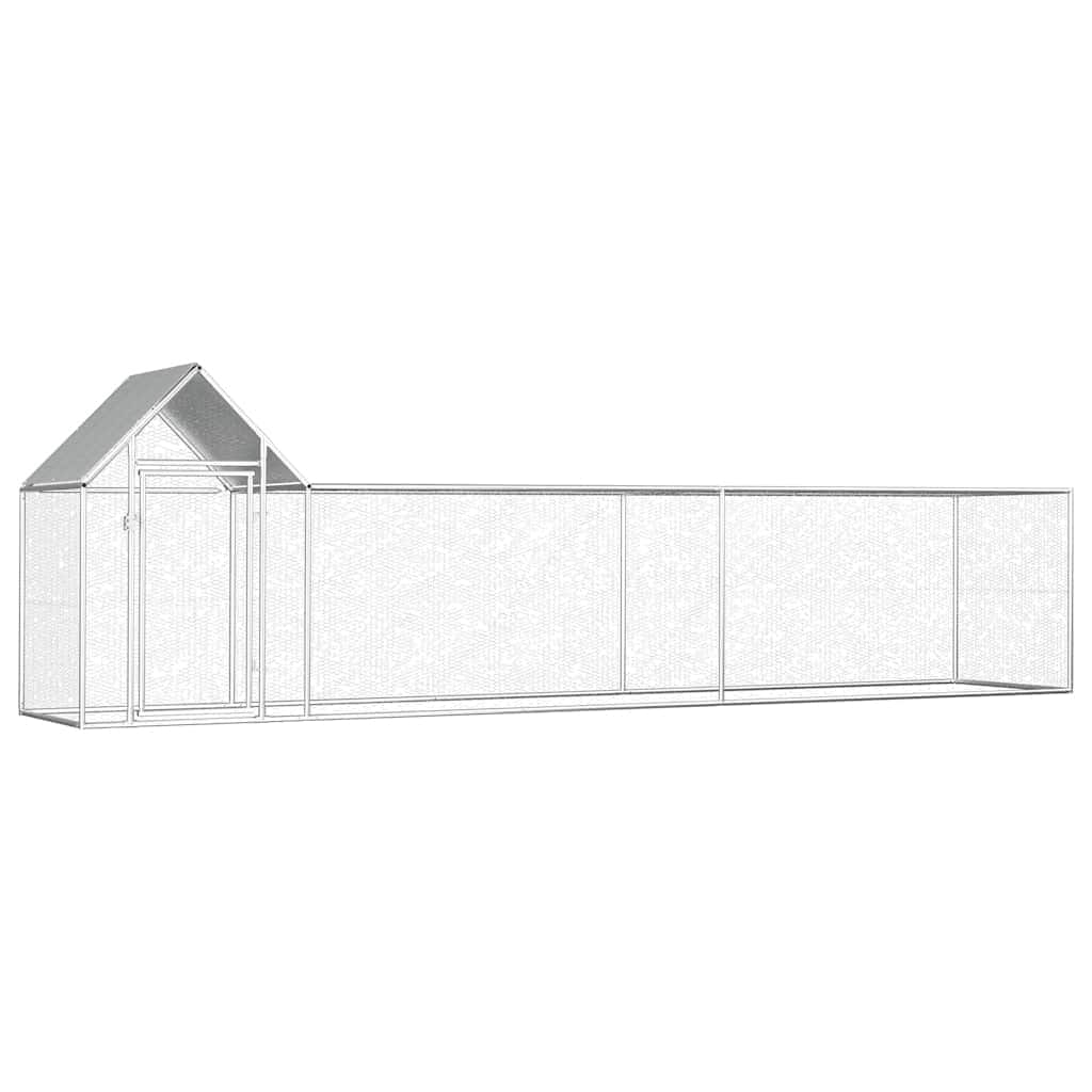 vidaXL Chicken Cage Walk-in Chicken Coop Pen Poultry Cage Galvanized Steel