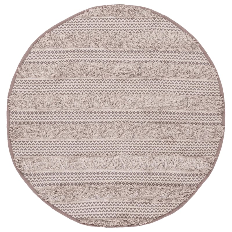 SAFAVIEH Natura Adel Cotton Rug - 6' Round - Grey/Ivory