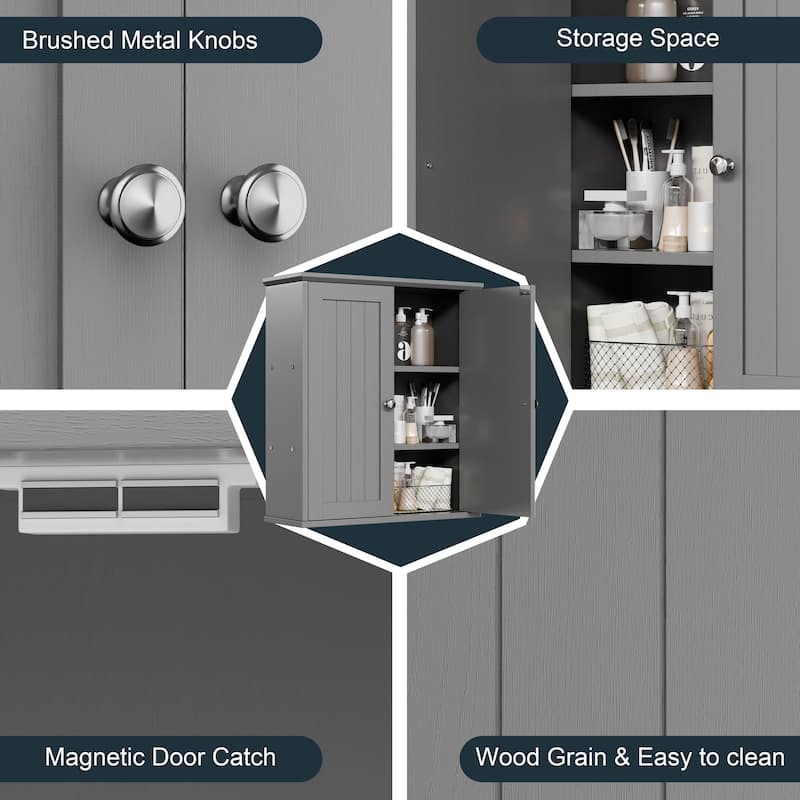 Futzca Bathroom Cabinet Wall Mounted, Storage Cabinet with Doors and Shelves