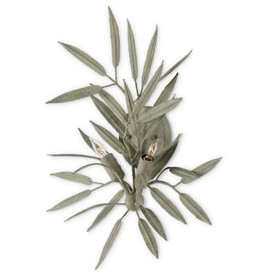 Currey & Company Sasaya Green 2-Light Wall Sconce - 21.5"h x 19.5"w x 5.5"d