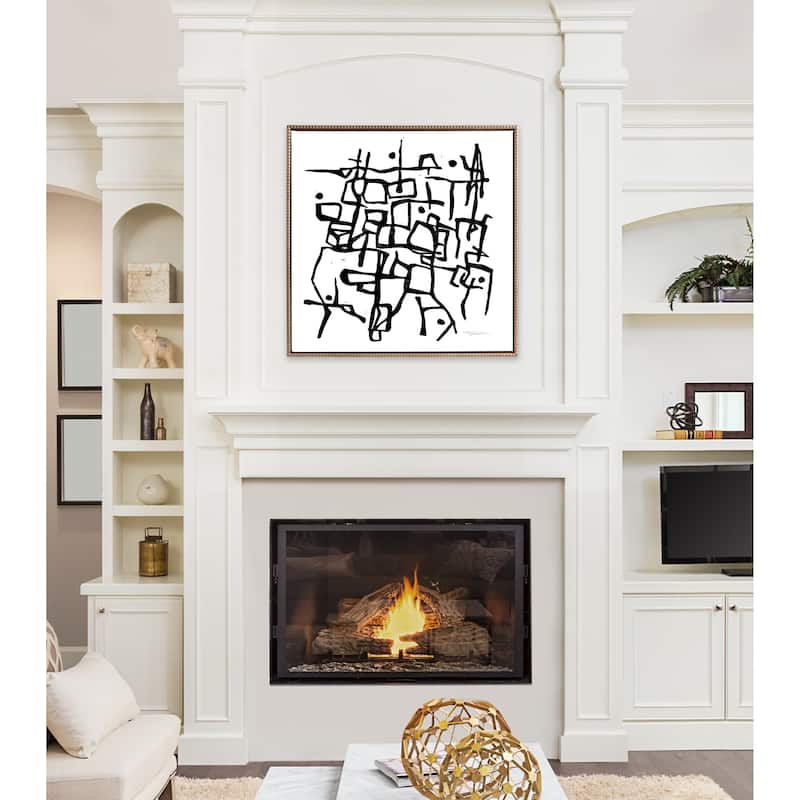 Kate and Laurel Sylvie Beaded Organic Lines Canvas by Statement Goods