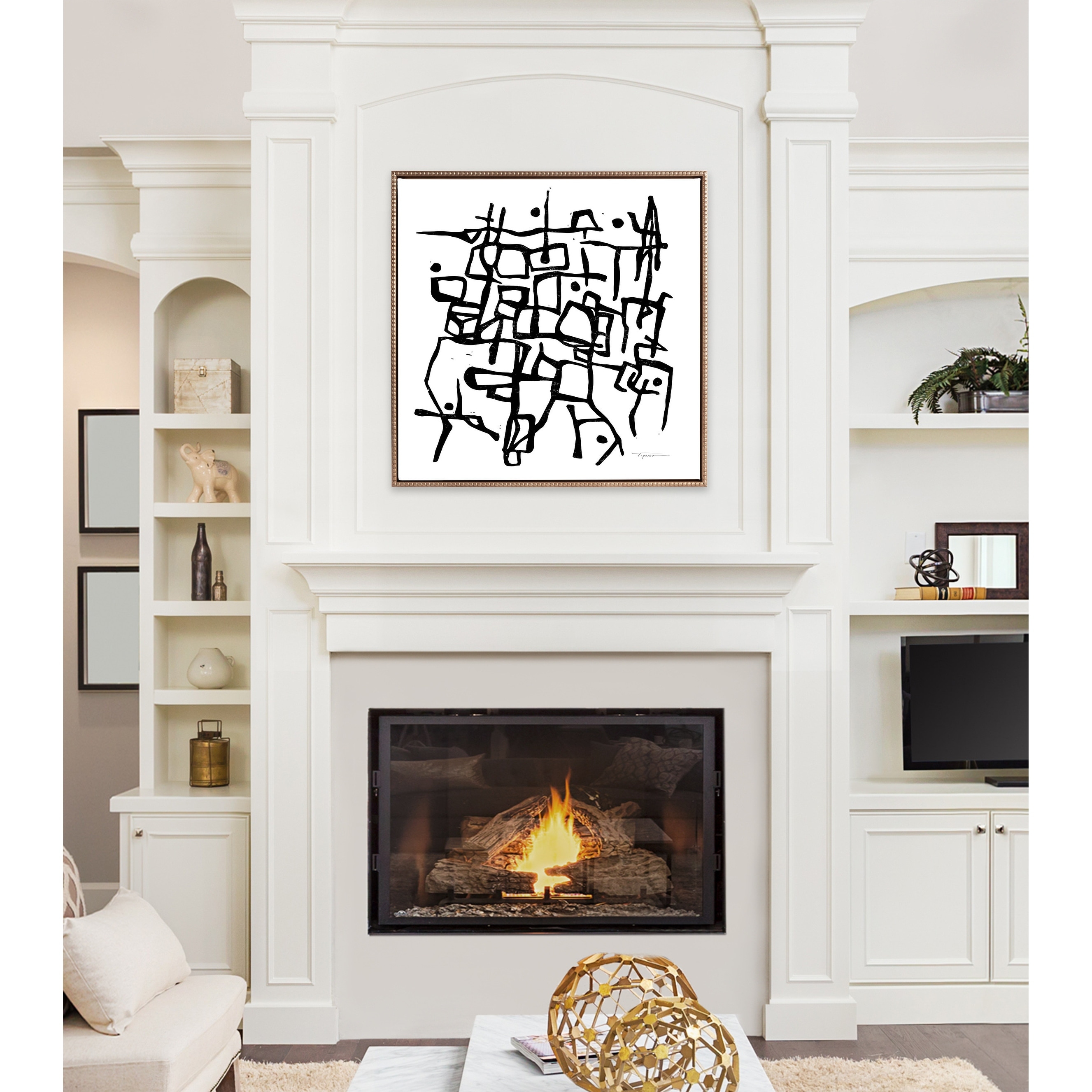 Kate and Laurel Sylvie Beaded Organic Lines Canvas by Statement Goods