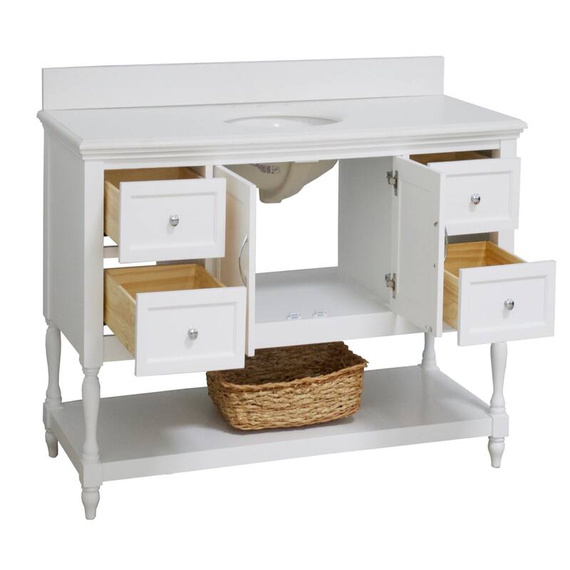 KitchenBathCollection Beverly 48" Bathroom Vanity with Quartz Top