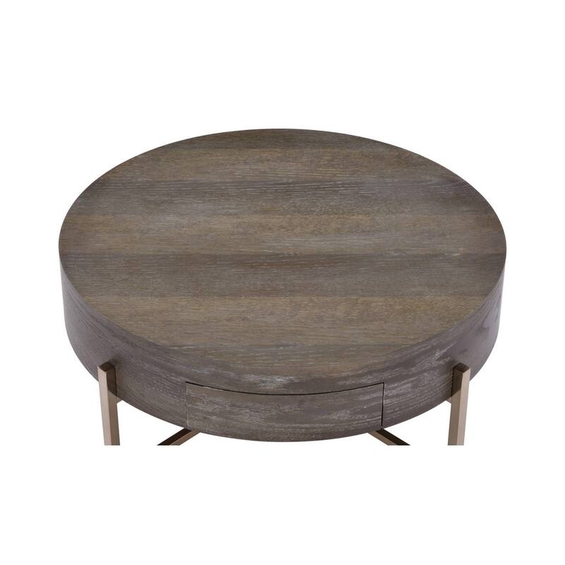 Drum Coffee Table With 1 Drawer