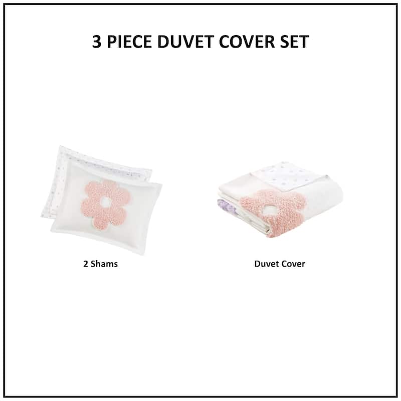 Intelligent Design Kids Madeline Floral Reversible Tufted Chenille Duvet Cover Set