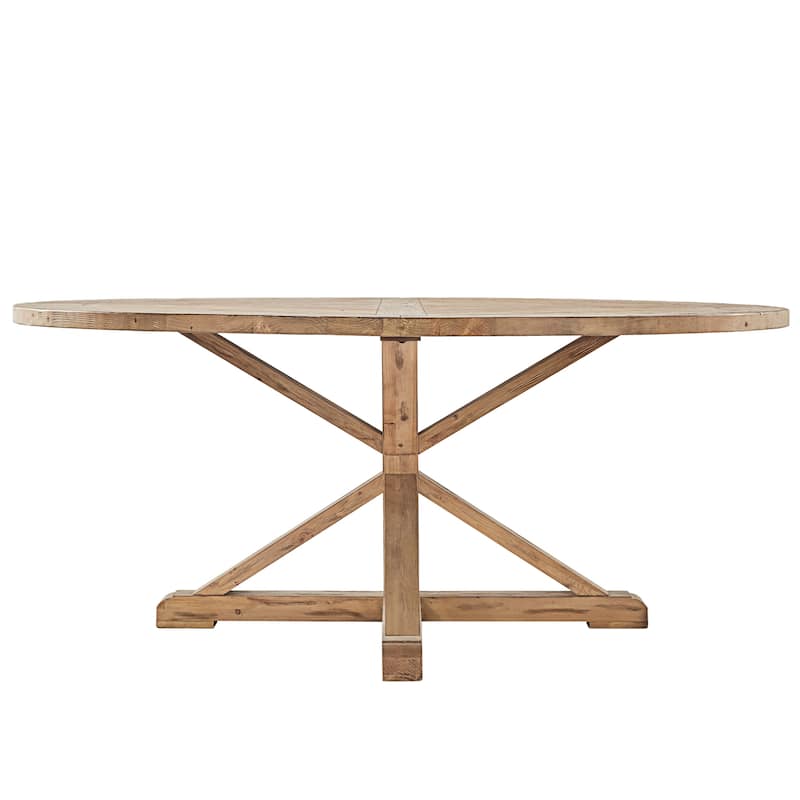 Benchwright Rustic X-base Round Pine Wood Dining Table by iNSPIRE Q Artisan