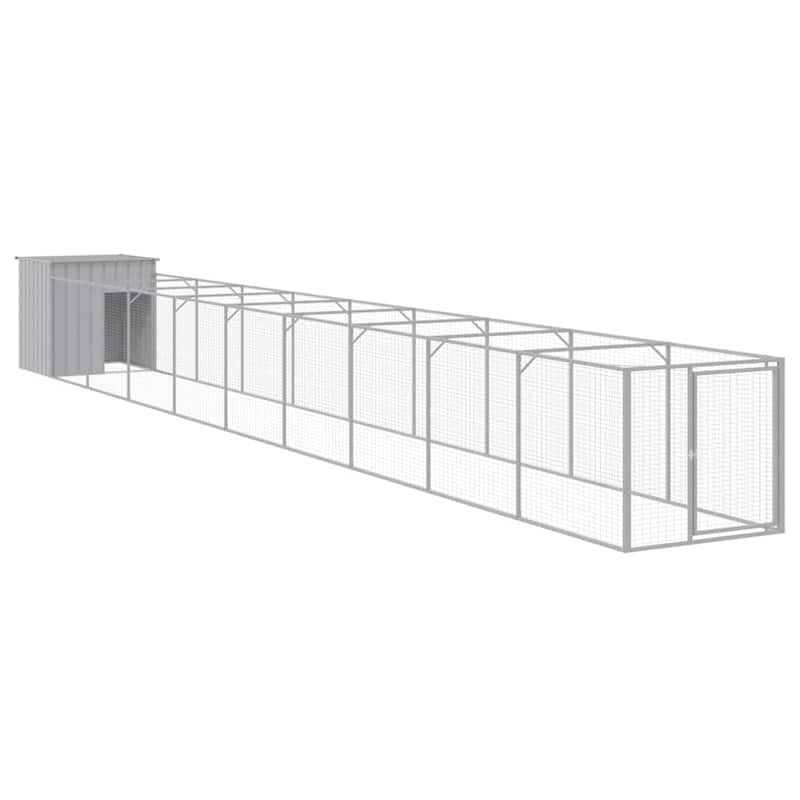 vidaXL Dog House with Run Anthracite/Light Gray multisize Galvanized Steel