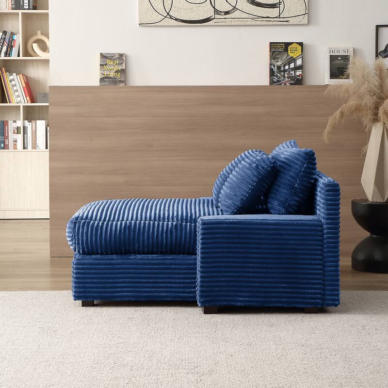 Corduroy Upholstered Lounge Chair with Storage Ottoman, Modern Leisure Sofa Chair, Chaise Reading Chair for Living Room, Bedroom