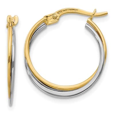 Curata 14k Two Tone Twisted Polished 20x4mm Double Hoop Earrings