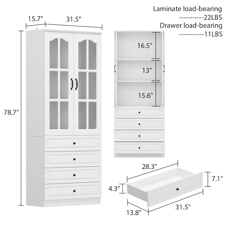 Home Office Storage Solution White Bookshelf, Pantry, and Display Unit