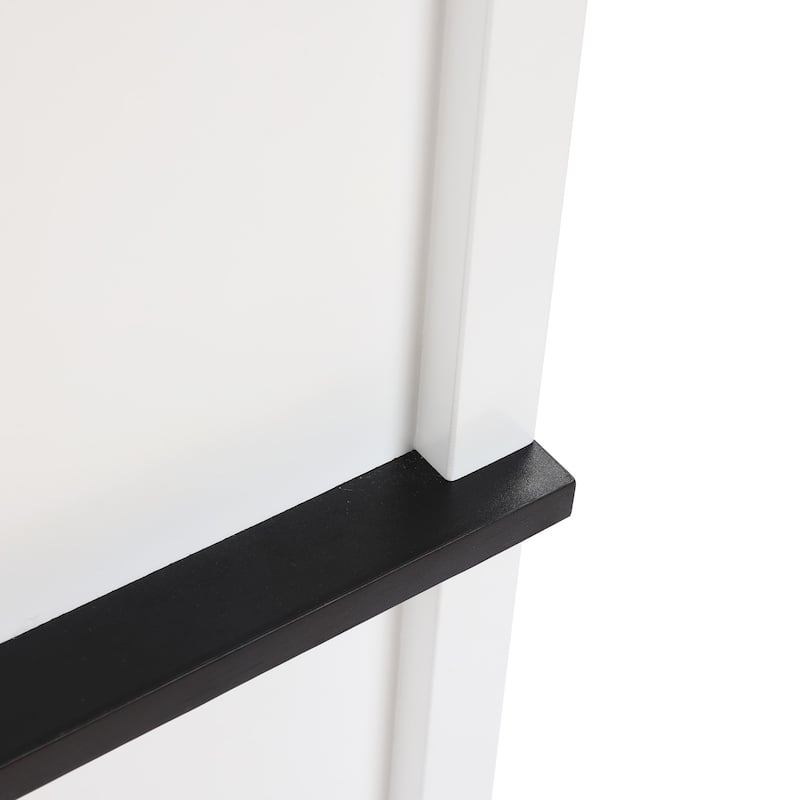 White and Black Wood Bathroom Tower Storage Linen Cabinet - 63" H x 15.75" W x 11.81" D