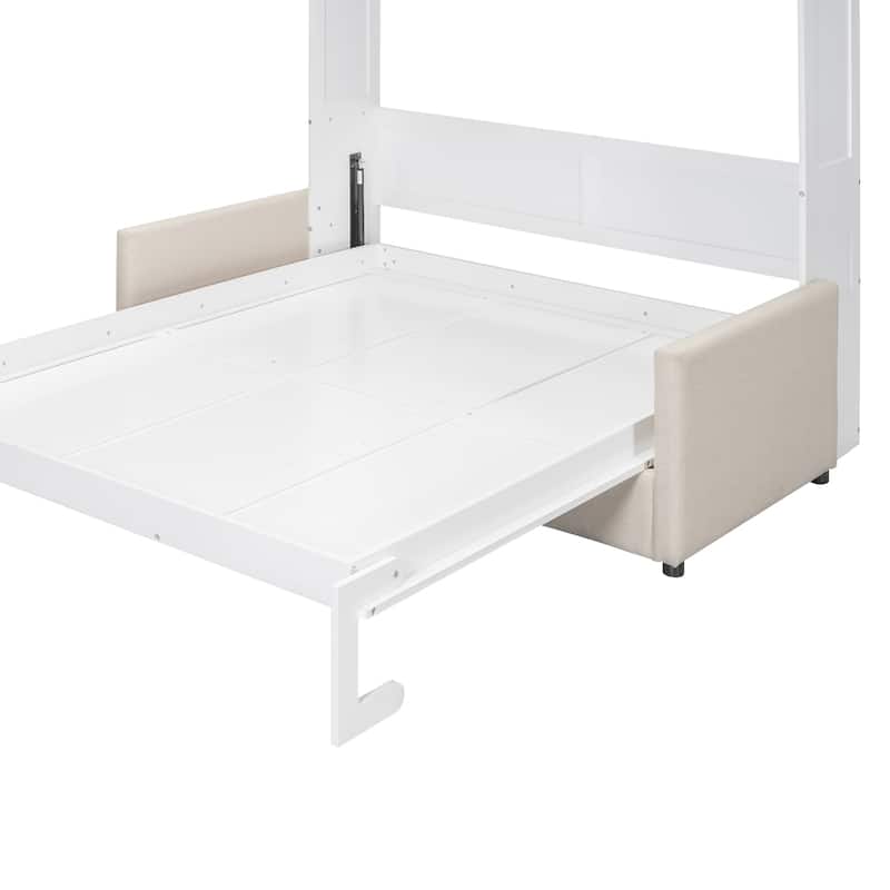 Multifunctional Queen Size Murphy Bed with Sofa and Cushion