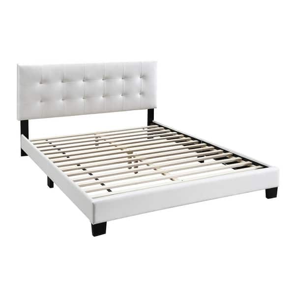 slide 2 of 6, Twin Leatherette Bed with Checkered Tufted Headboard