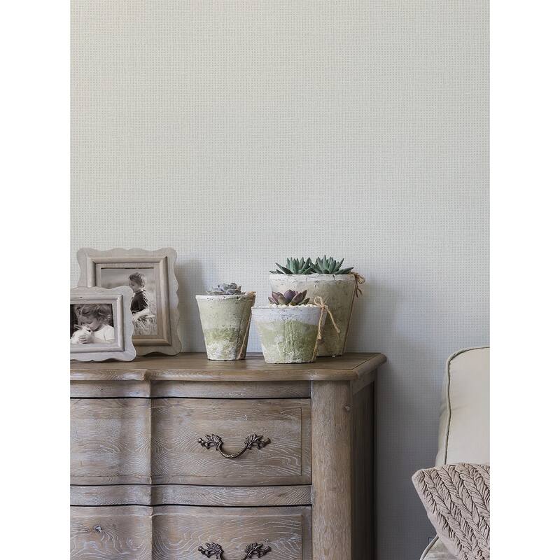 A-Street Prints Marblehead Dove Basket Weave Wallpaper