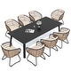 preview thumbnail 8 of 17, 9PC Patio Outdoor Aluminum Dining Table Sets with Umbrella Hole with Rattan Chair
