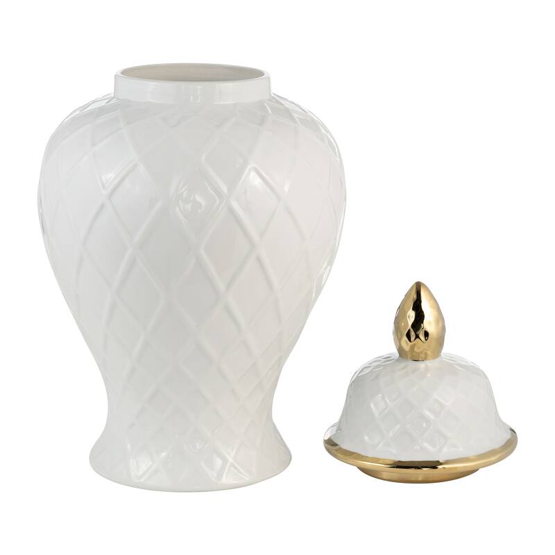 Sagebrook Home Gold Accented Glam Ginger Jar with Lid