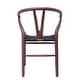 preview thumbnail 29 of 47, Woven Wood Armchair with Arms Open Y Back Mid Century Modern Office Dining Chairs Black Seat Kitchen Bedroom Organic Rattan