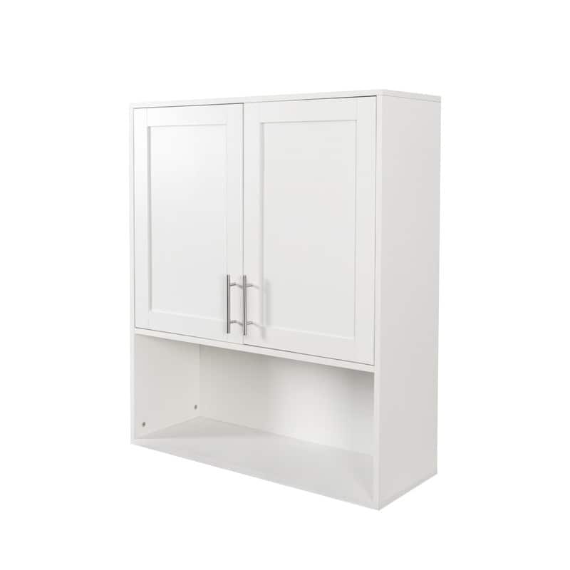 Wall-Mounted Two-Door Bathroom Mirror Cabinet with Facial Tissue Slot and Multi-Purpose Storage Space‌