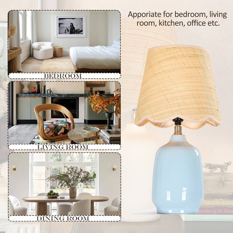 18.9" Ceramic LED Table Lamp, Living Room Lamps For End Tables