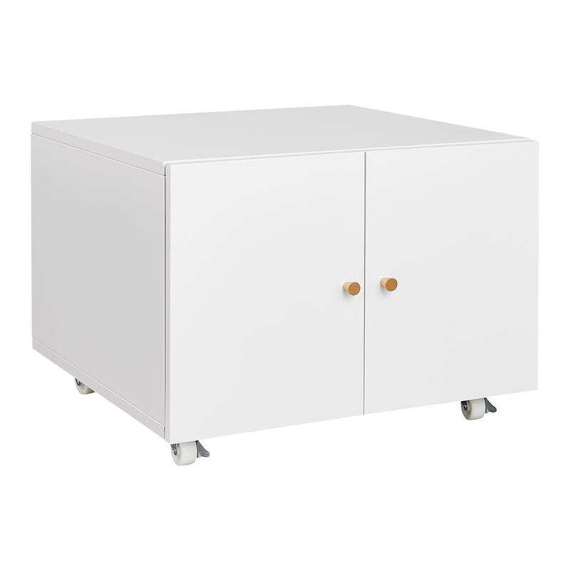 Anmytek White Rolling Storage Cabinet Mobile Organizer Office Bedroom Modern Home Decor