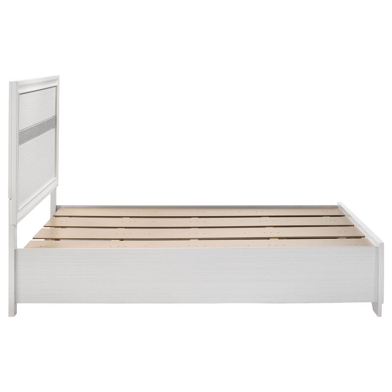 White Full Storage Panel Bed with Built-in Drawers and Sturdy Headboard