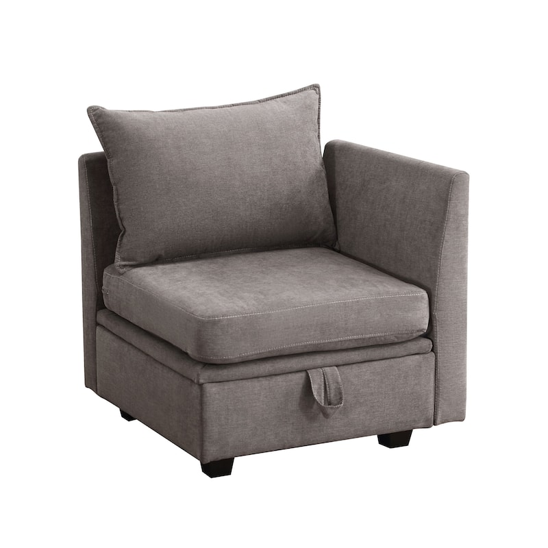 Modern Double Seating Sectional Sofa With Ottoman and Storage Space - Corner - Grey