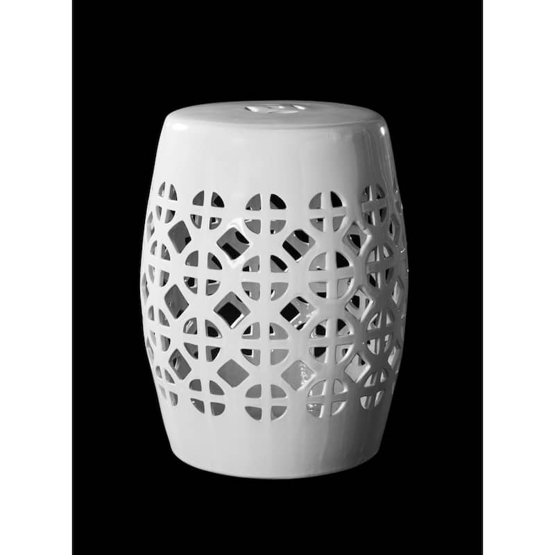SAFAVIEH Paradise Sevdalija Tranquility White Ceramic Decorative Garden Stool