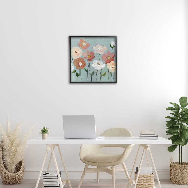 Stupell Boho Blooms on Blue Framed Giclee Art Design By Charity Henderson