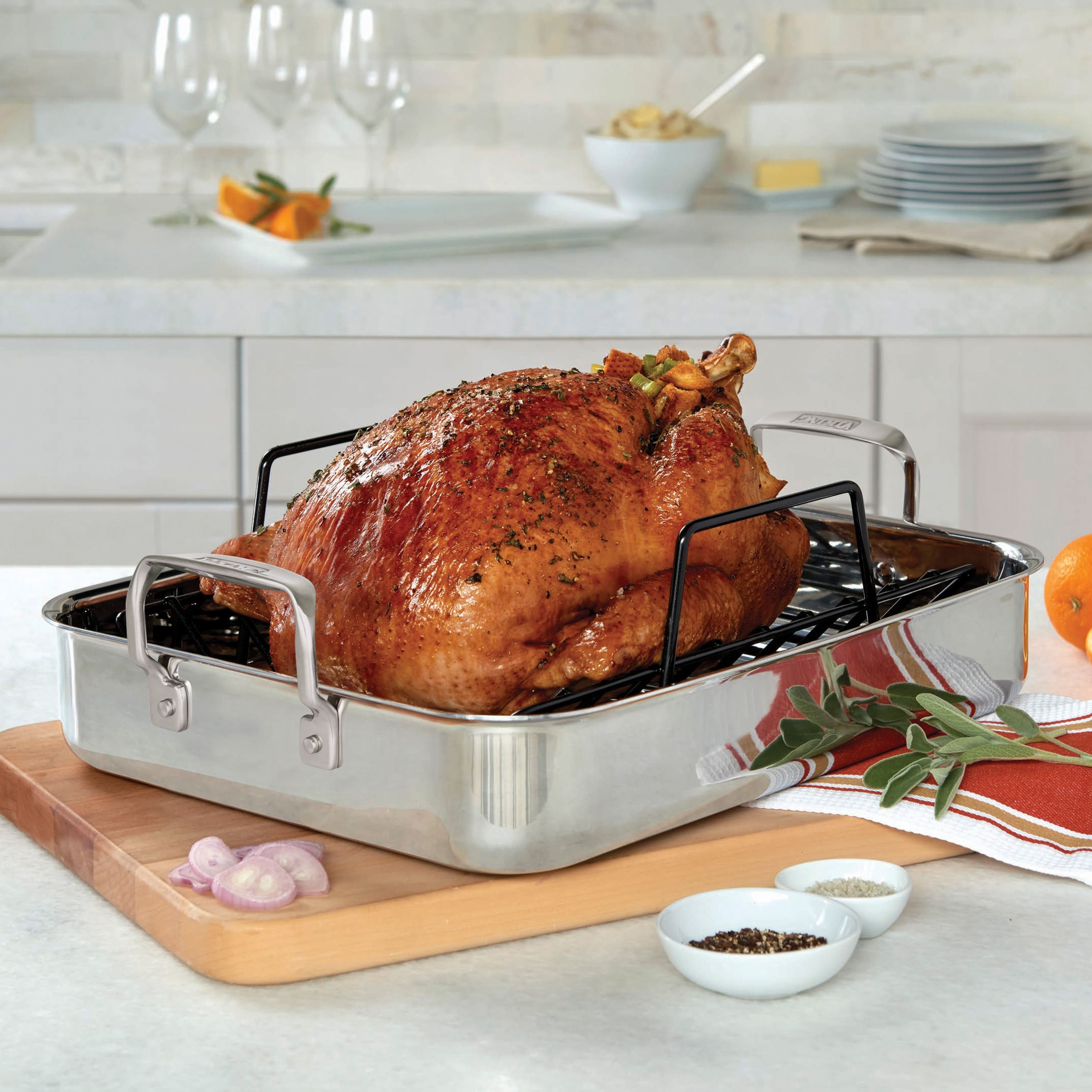 Viking 3Ply Stainless Steel Roasting Pan with Rack and Carving Set