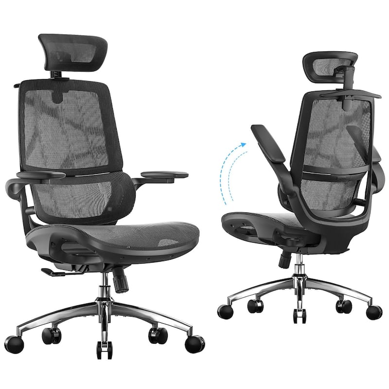 SIHOO M59AS Ergonomic Office Chair, High Back, Mesh, 3D Flip Armrests, 300lb - N/A - Black
