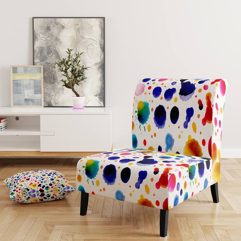 Designart "Splach Of Color" Upholstered Patterned Accent Chair and Arm Chair
