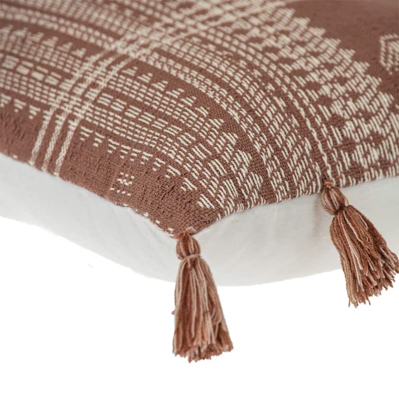 Tribal Striped Rectangular Throw Pillow - 20" - Brown and Beige