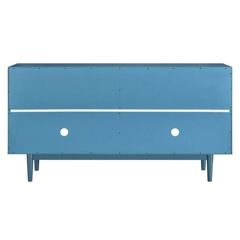 60" Modern 4-Door with Convex Pattern Doors and Silver Handles Buffet/Sideboard