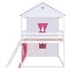 preview thumbnail 8 of 22, Full Size Bunk Wood House Bed with Elegant Windows, Sills and Tent