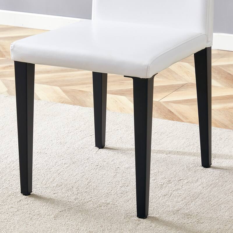 9 Piece Rectangular Glass Dining Table Set, Tempered Glass Dinner Table Set for 8, Kitchen Table Set with 8 Upholstered Chairs