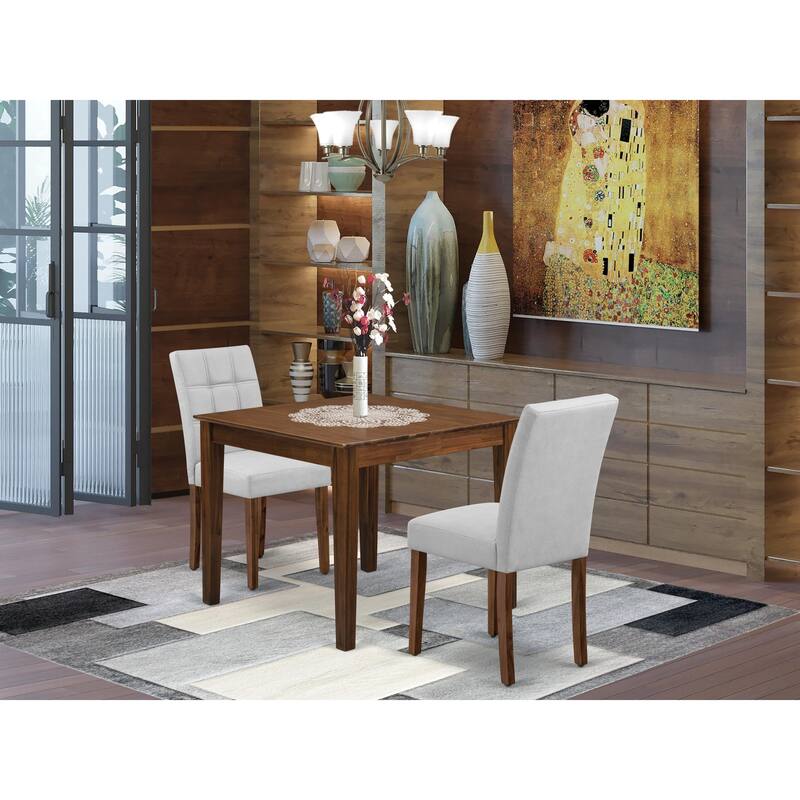 East West Furniture Dining Set Contains a Square Dining Table and Chairs, Antique Walnut (Pieces Options) - OXAS3-AWA-27