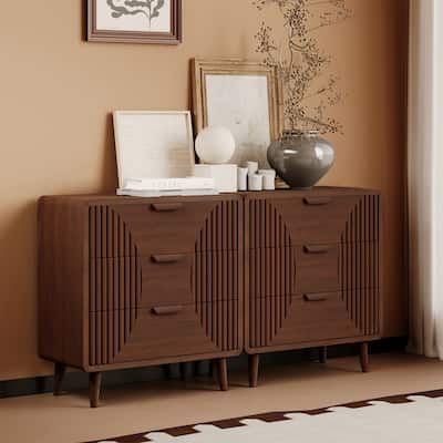 COSIEST Modern Brown Nightstand with Drawers