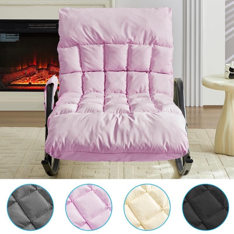 Mixoy Adjustable Widen Rocking Chair,Modern Lounge Nursery with Iron Frame