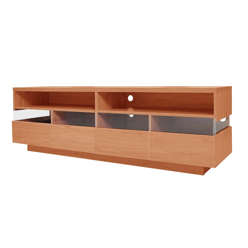 Freestanding TV Console TV Stand with 4 Drawers Media Console Table with Acrylic Transparent Storage for TVs up to 75"