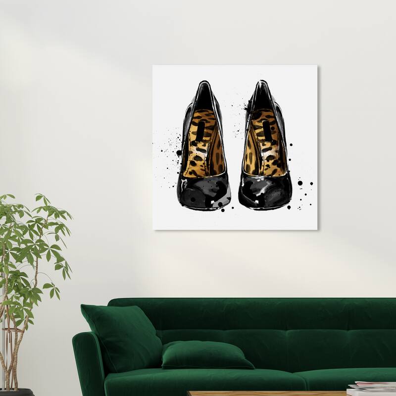Wynwood Studio Canvas Fashion and Glam Wild Heels Black and Metallic Gold Glam Wall Art Canvas Print - 30 x 30