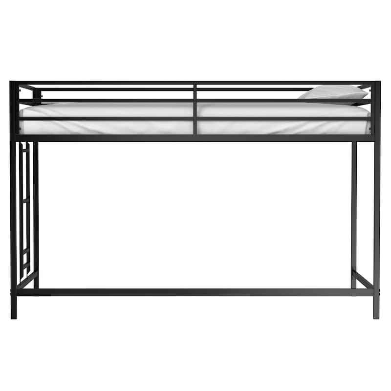 Twin size Metal Junior Loft Bed for Kids with Guardrails and Ladder（350lb Capacity）