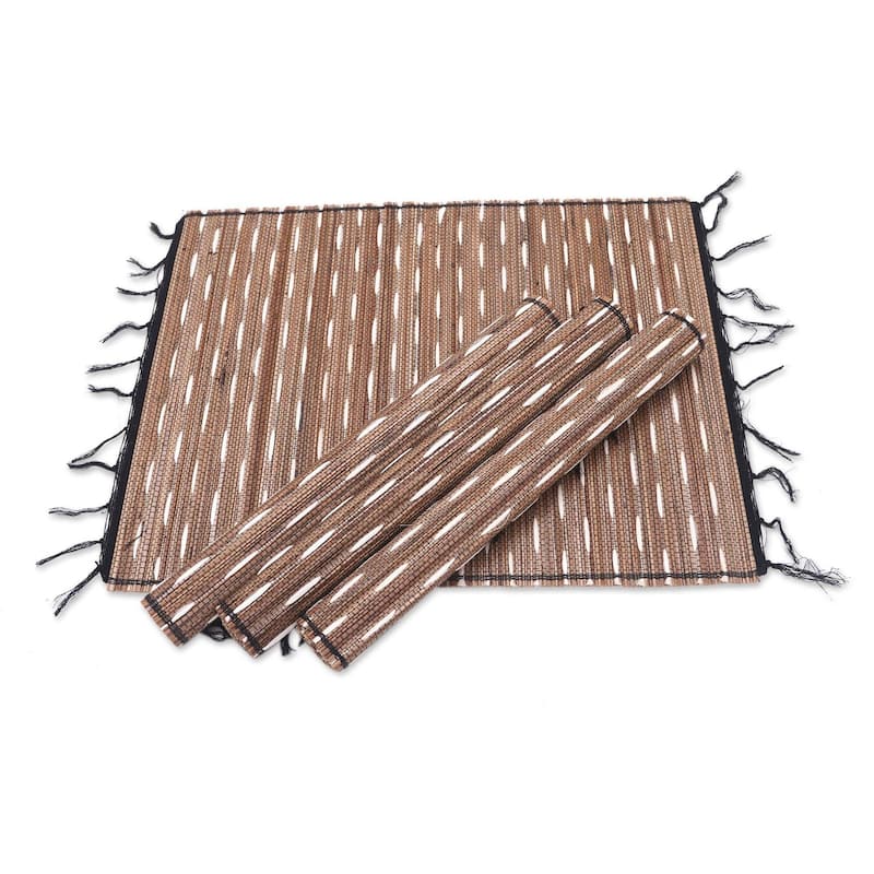 Novica Handmade White Matches Natural Fiber And Cotton Placemats (Set Of 4)