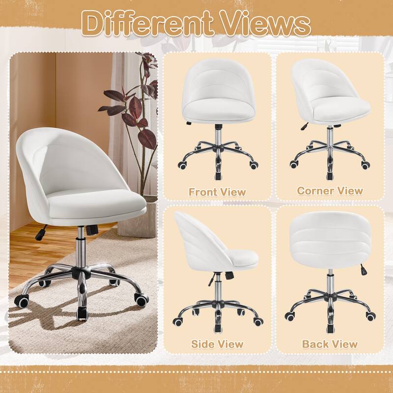 Yaheetech Modern Velvet Armless Desk Chair Office Chair for Bedroom, Home Office