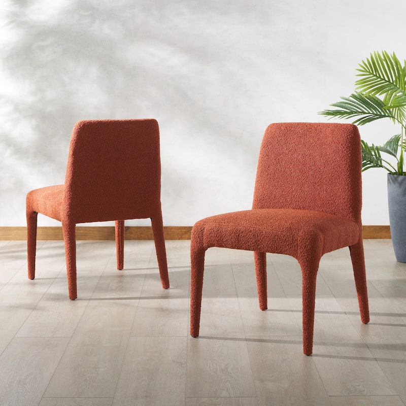 SAFAVIEH Couture Derrick Boucle 19-inch Dining Chair [SET of 2] - 22"W x 23"D x 34"H - Rust Orange