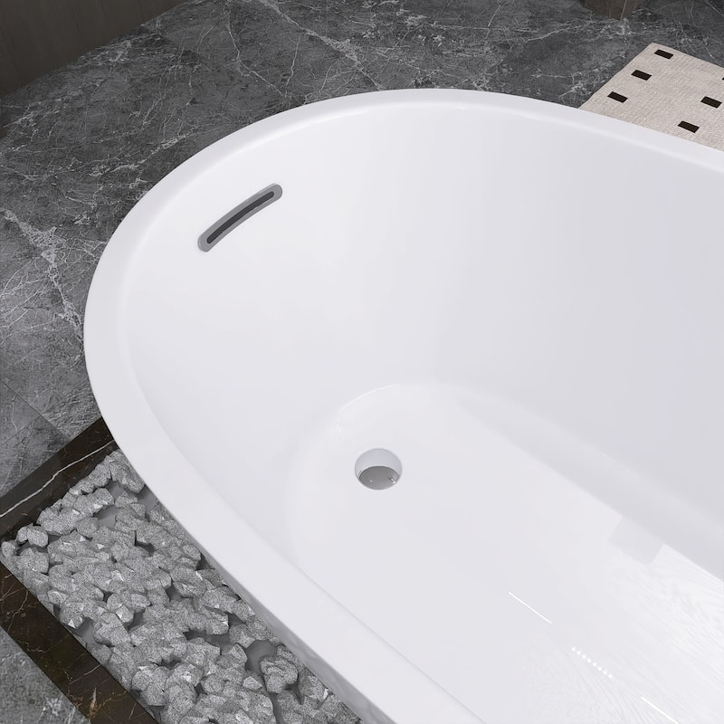 67 in. x 31 in. Acrylic Freestanding Soaking Bathtub in Gloss White