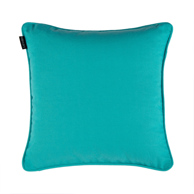 SAFAVIEH Savelina Abstract Tropical Blue/ Gold 18-inch Throw Pillow