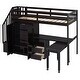 preview thumbnail 56 of 55, Space-Saving Loft Bed with Shelves Wardrobe, Movable table & Side Desk, Wooden Twin Bed Frmae wiht Storage Stairs & Two Drawers