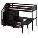 preview thumbnail 37 of 112, Space-Saving Wood Loft Bed with Storage Stairs & Wardrobe, Multifunctional Furniture Bed Frame with Desk & Drawers