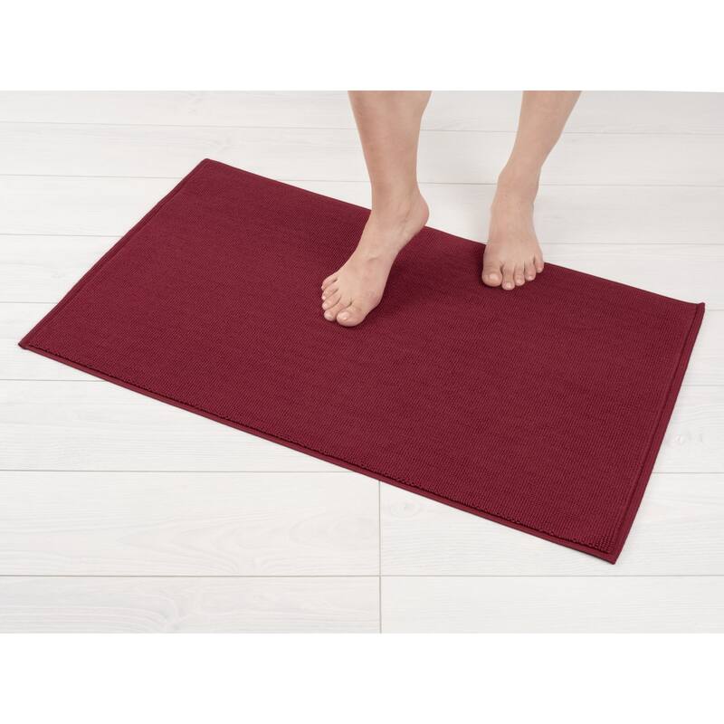 American Soft Linen 100% Cotton Bath Mat Rugs, 20x34 inches Slip Resistant Bottom Base Bath Mats for Bathroom - Bordeaux